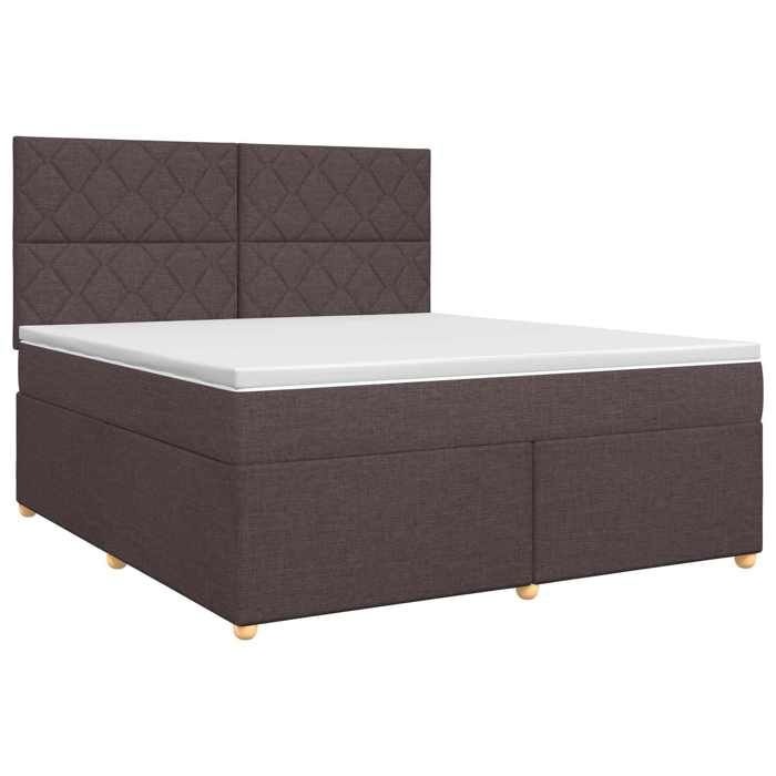 Lit boxspring avec matelas - Tissu - Réglable - Amovible - Marron foncé - 140x190 cm - V25