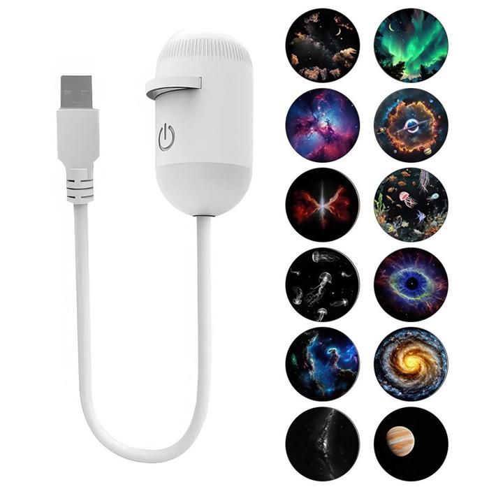 Projecteur ciel étoilé 2‑en‑1 avec veilleuse USB 12 projections lumineuses pour ambiance douce dans votre chambre