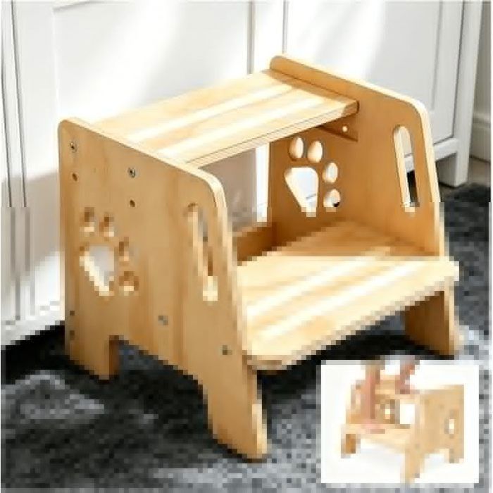 Marchepied pour Enfant Antidérapant Marche Pied Bois 2 Marches Stable Marche Pied Enfant Charge Maximale 180kg Portables (Naturel)