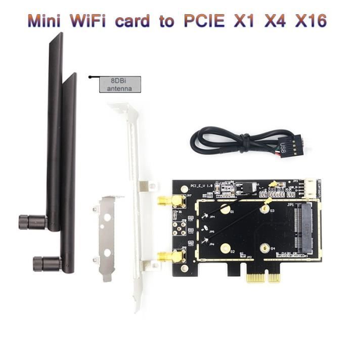 Mini Psi Mini PCIe à PCIe - Adaptateur Wifi PCI E 1X vers Mini Pci Express, wi ...