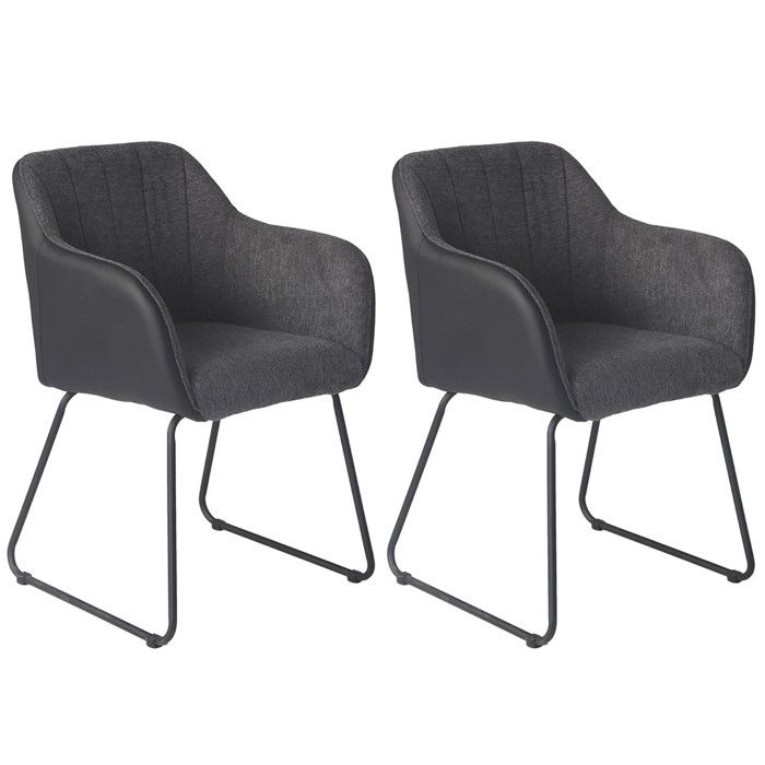 Amanca Lot De 2 Fauteuils Tissu Gris Et Simili Noir Achat Vente Fauteuil Cdiscount