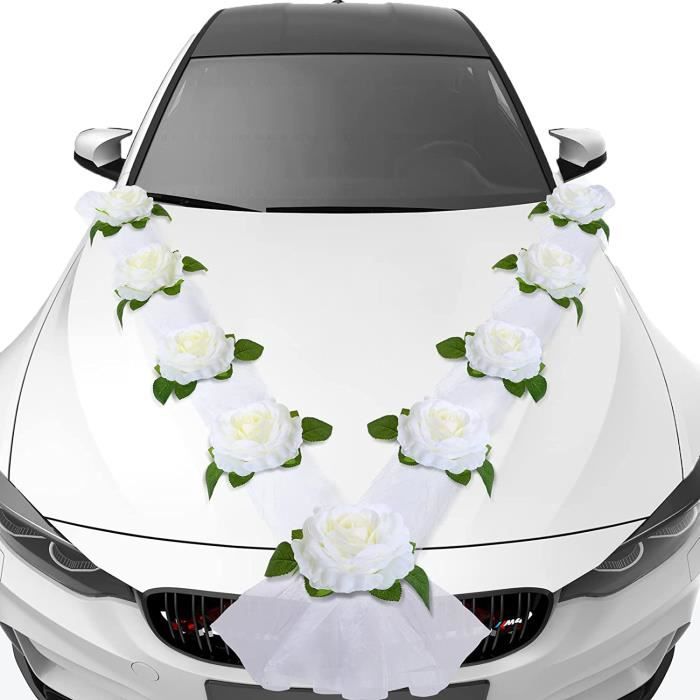 Kit décoration voiture mariage blanc