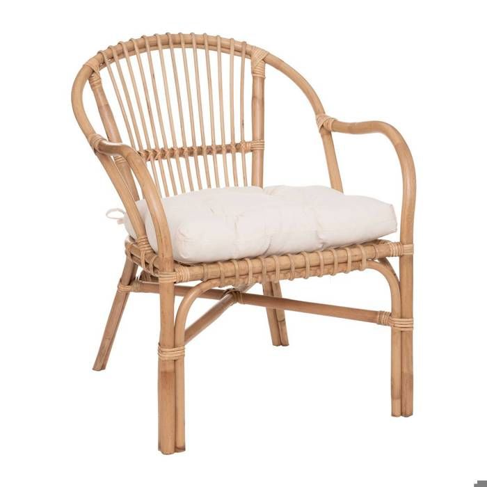 Fauteuil en rotin Neta avec coussin Atmosphera - Naturel