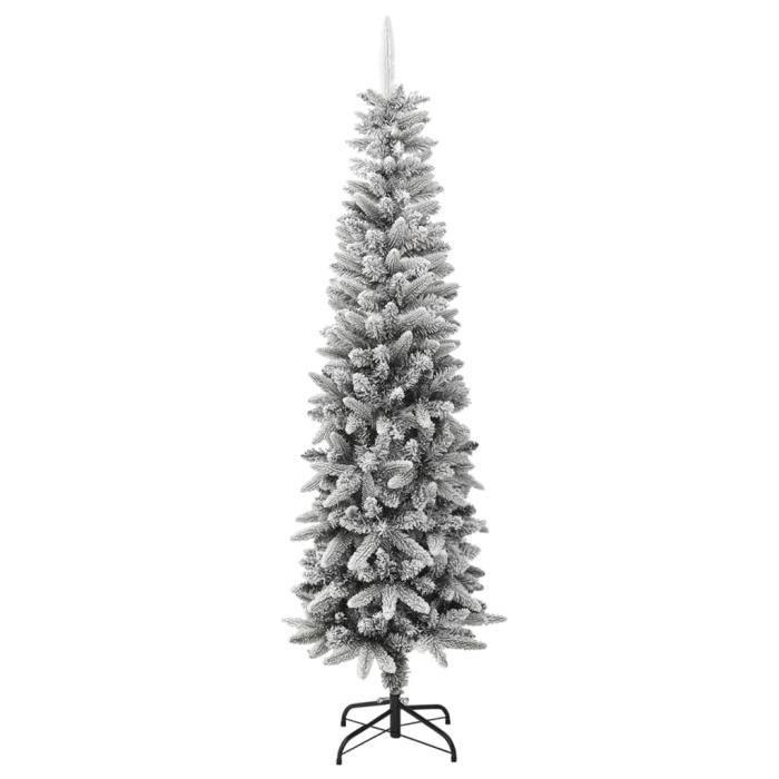 Atyhao Sapin de Noël artificiel mince avec neige floquée 210 cm PVC/PE