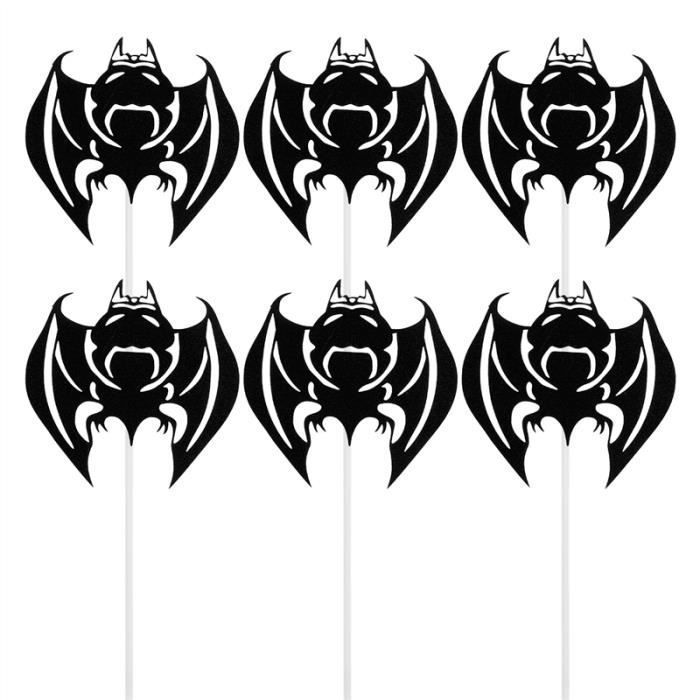 12 Pcs Halloween Gâteau Toppers Drapeaux Bat Cupcake Picks Dessert