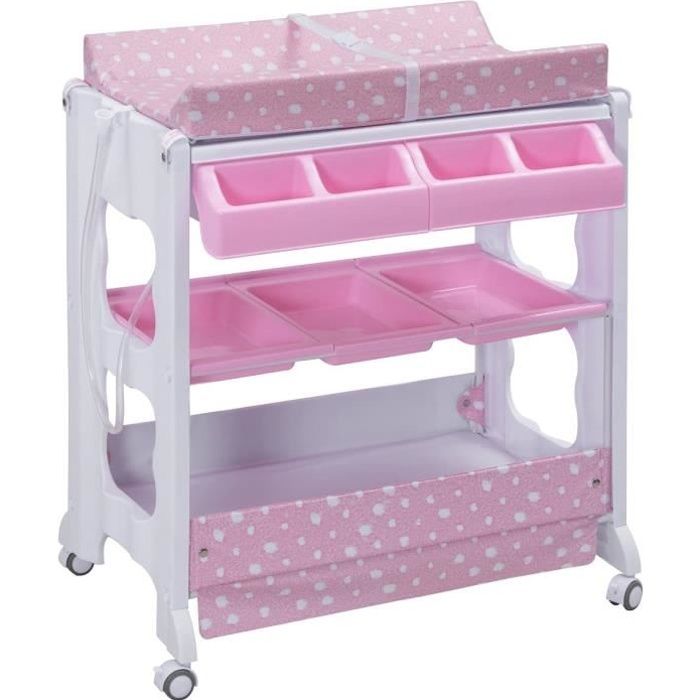 Table A Langer Pour Bebe Avec Baignoire Et Rangement Rose Blanc Rose Cdiscount Puericulture Eveil Bebe