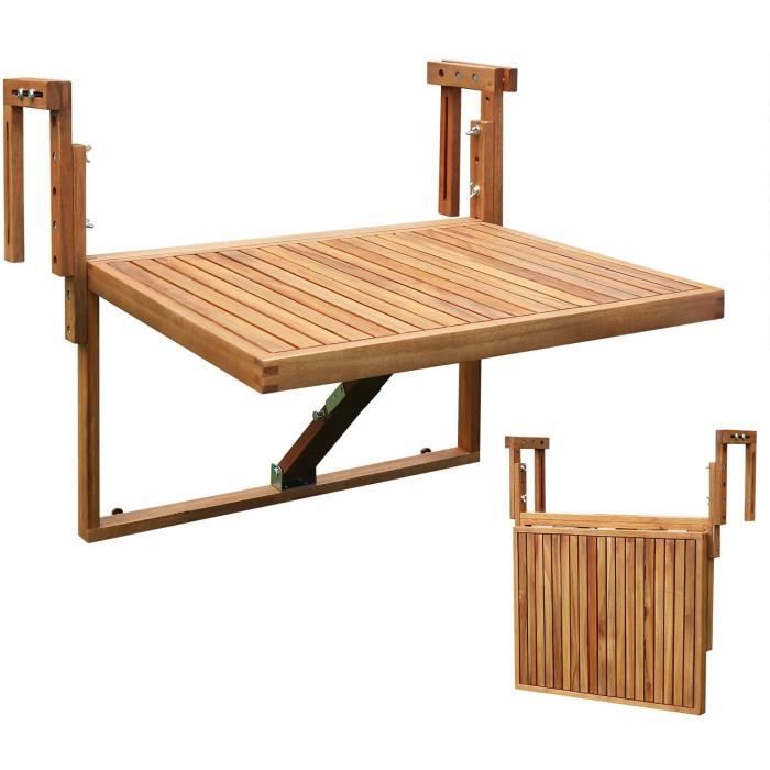 INTERBUILD Stockholm Table de Pont Pliante pour Balcon réglable FSC Bois d'acacia Couleur Teck doré 