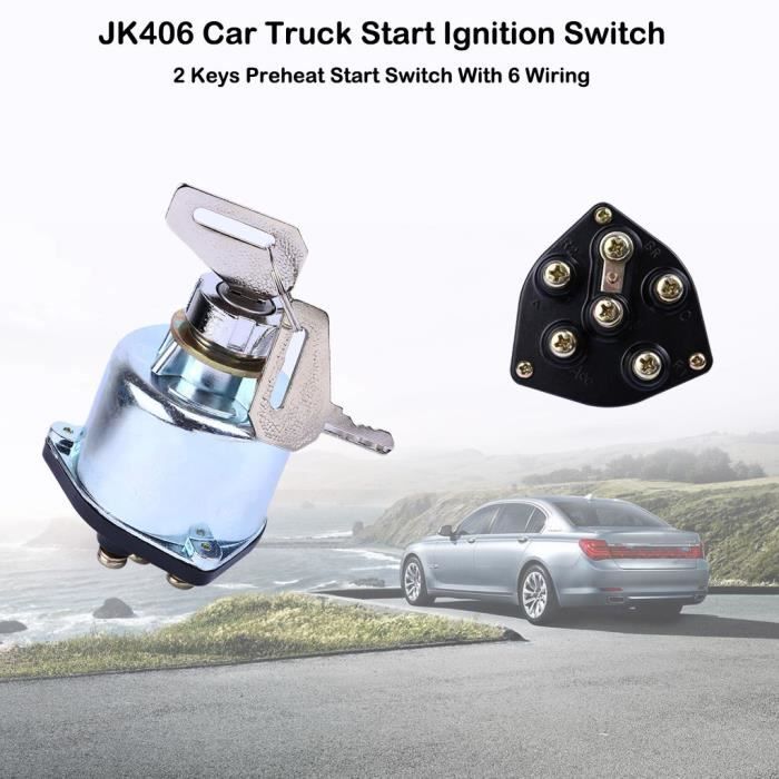 Commutateur D'Allumage Voiture 7 Broches Avec 2 Clés - 12V, Pour Modification Ou Remplacement - 12