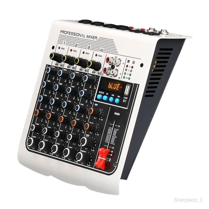 Table de mixage audio professionnelle, console de mixage audio Entrée d'ordinateur MP3 USB Entrée d'enregistrement PC 6 canaux