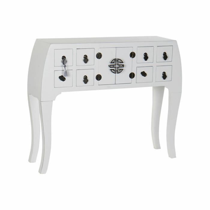 console style oriental blanc, argenté sapin, mdf, console 98 cm