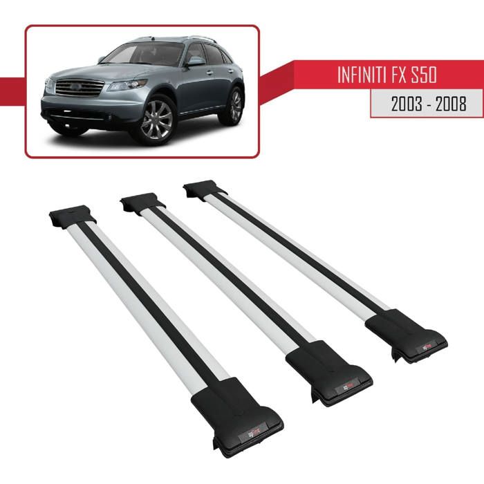 Barres De Toit Pour Infiniti QX30 2016-2020 - Porte-bagages Alu Gris, Verrouillables, Charge 75 Kg - Pour Coffre, Vélo, Skis
