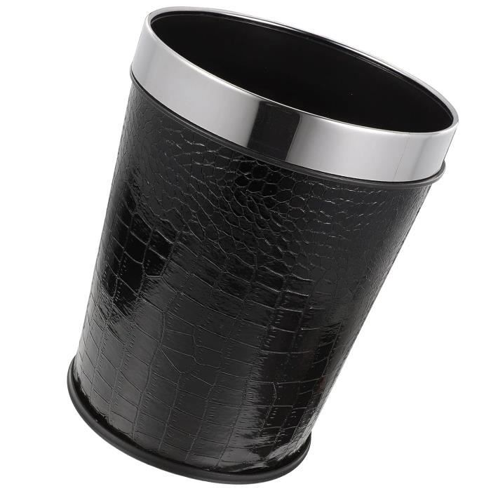 Poubelle De Bureau Cylindrique En Cuir - Marque Shwaan - Design Rond Style Art Déco - 12x9 Pouces