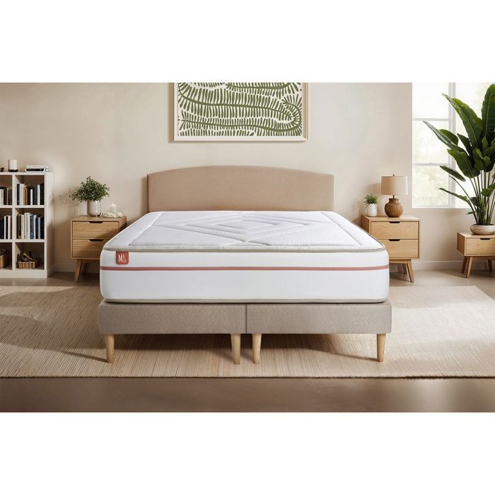 Pack matelas LE PAISIBLE 180x200cm Mémoire de forme BioVisco + double sommiers Beige + 2 oreillers + couette Pack matelas LE PAISIBLE 180x200cm Mémoire de forme BioVisco + double sommiers Beige + 2 oreillers + couette