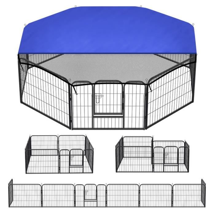 Comparer les prix de Hengda Enclos pour chien Parc pour chiots avec toit 8 pièces 60 x 80 cm Puppy Run Intérieur extérieur jardin disponible