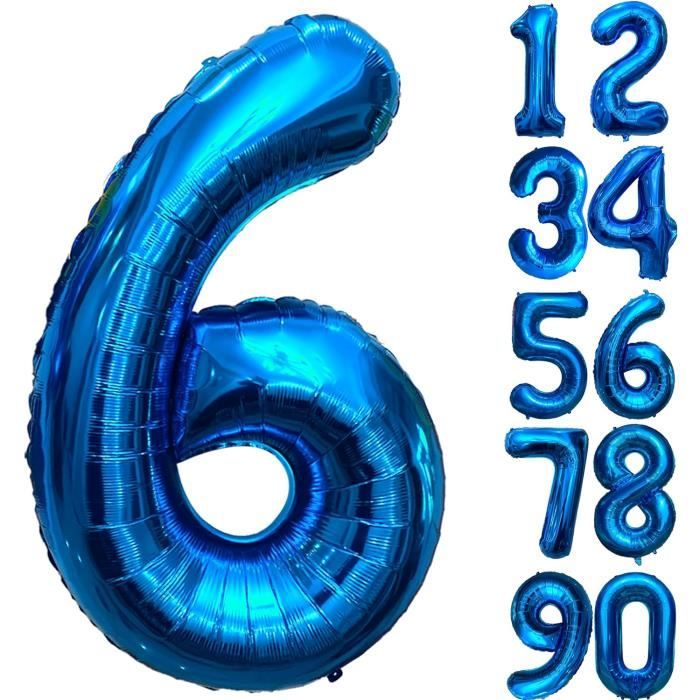 Ballon Anniversaire 6 Ans Ballons Chiffre Numéro 6 Bleu 101 Cm Gonflable  Grand Hélium Happy Birthday Fête Decoration[u1558]