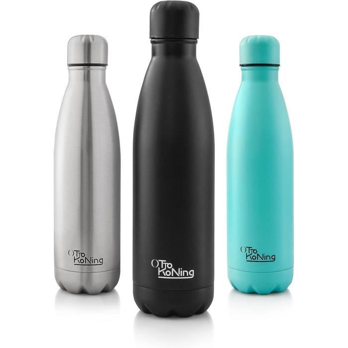 FJbottle Gourde Isotherme 1L - Bouteille Isotherme - Gourde Inox Bouche Standard - Gourde Sport Étanche Sans BPA, Bleu - Sport