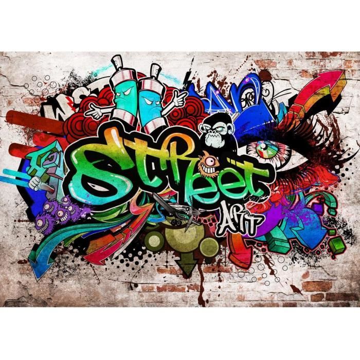 Tableau Street Art Graffiti Décomposition Urbaine Wall Street - Toile Tendue Prête à Accrocher