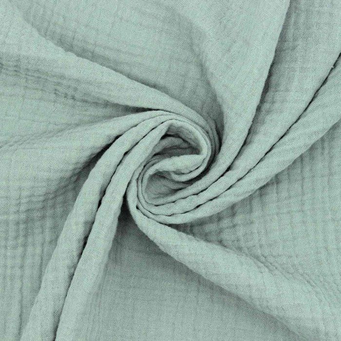 Tissu double gaze de coton Vert de gris au mètre