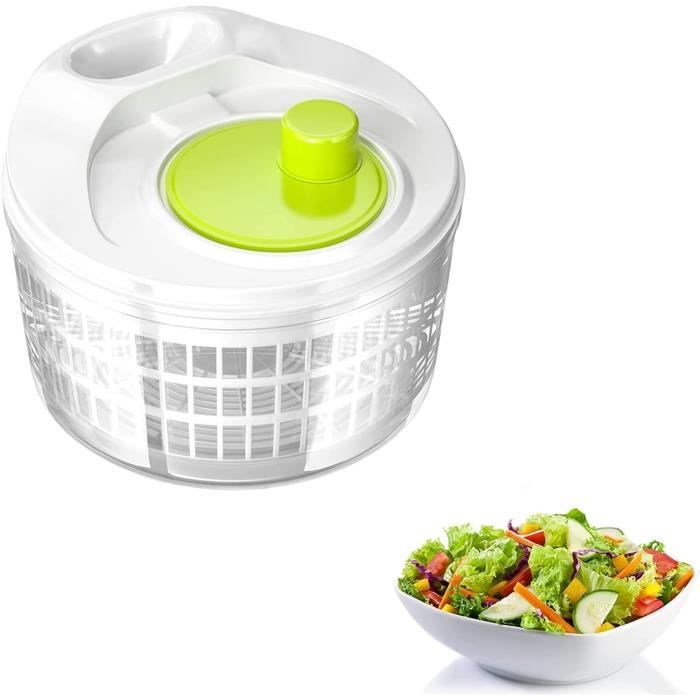 Essoreuse à Salade Manuelle 3L - Grande Capacité, Couvercle Inclus, Pour Légumes Et Fruits - 6