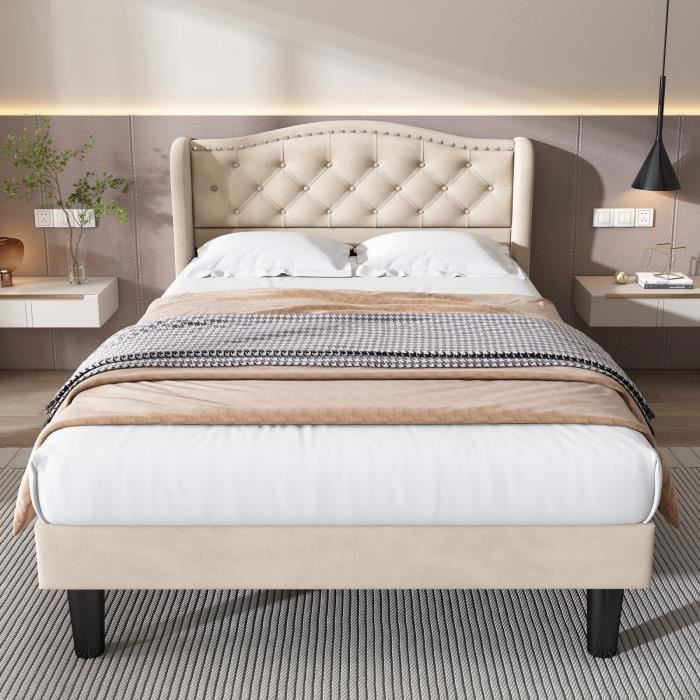 Cadre De Lit Vintage Queen Size Avec Tête De Lit Et Pied De Lit