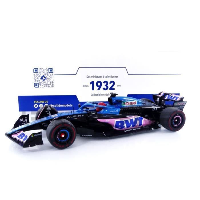 Solido Alpine A523 1/18 — Voiture miniature de collection Monaco GP 2023 Bleu/Rose