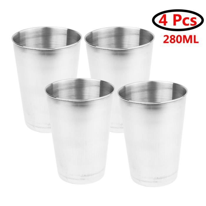 Boire Empilables Métal Mugs Acier Empilable Gobelets à Pinte En Acier Inoxydable Gobelets Empilables En Métal Durable 4 Pièces Pour Accueil Camping Pique-nique Voyage Plage Extérieur Fête Sans BPA