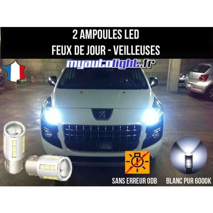 Pack feux de jour veilleuses led blanc xenon pour Peugeot 3008