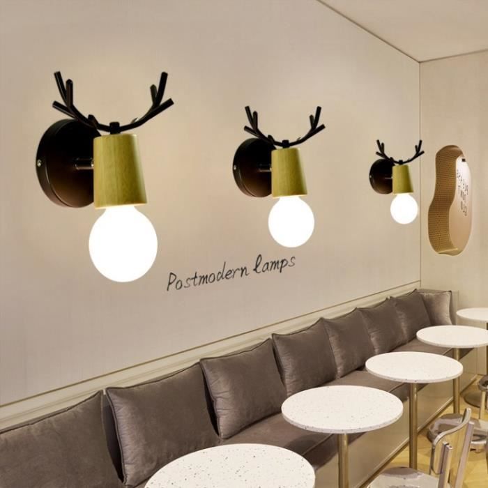 UNI 2 Pack Cerf Forme Rétro Industriel Mignon Lumière Applique E27 Prise Rustique Métal et Bois Lampe Noir UNI 2 Pack Cerf Forme Rétro Industriel Mignon Lumière Applique E27 Prise Rustique Métal et Bois Lampe Noir