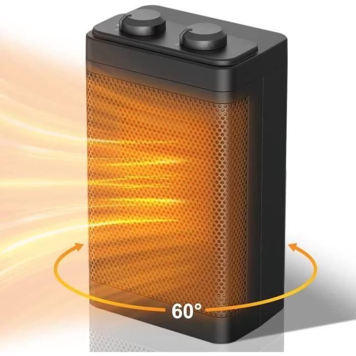 Chauffage Soufflant Électrique, PTC Radiateur Soufflant 1500W Chauffage d' appoint, 90° Oscillation, 3 Modes, Portatif Chauffage Economie d'énergie, pour Salon, Chambre et Bureau
