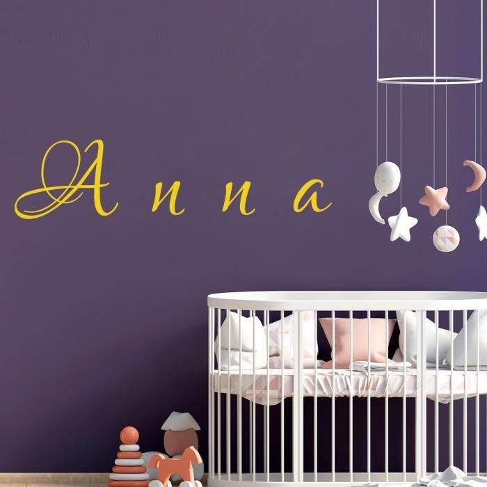 Stickers Muraux Deco Chambre Enfant Ado Lettrage Prenom Art Deco Calligraphie Jaune 250x77 Mm Cdiscount Maison