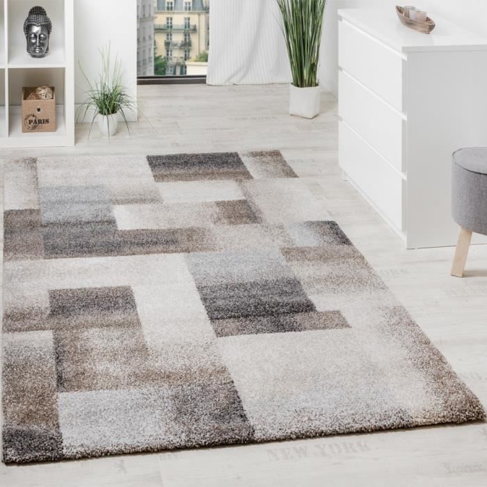 Tapis De Créateur Pour Salle De Séjour Modern Motif à Carreaux En Gris Noir [60x100 cm