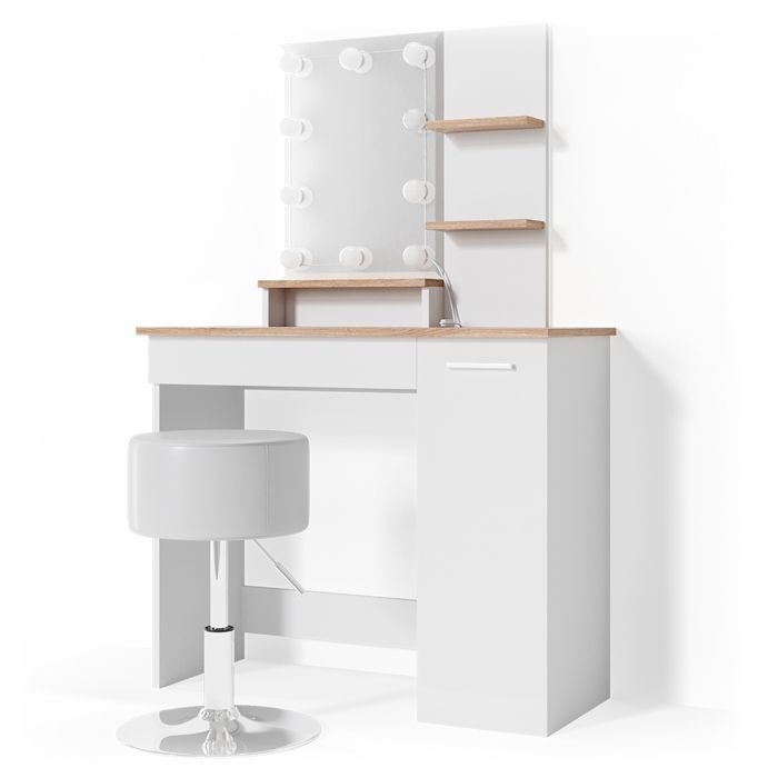 Commode de Maquillage Vicco Coiffeuse Daenerys Blanc-Sonoma Table de Maquillage