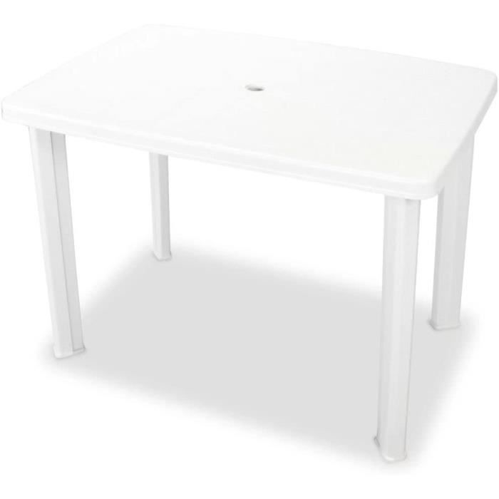 Table de Jardin - Festnight - 101 x 68 x 72 cm - Plastique Résistant - 4 Personnes - Blanc