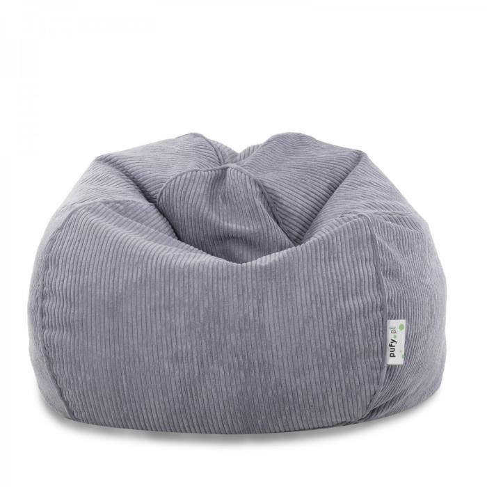 Pouf Poire Fauteuil Velours côtelé Sacoche Gris brillant