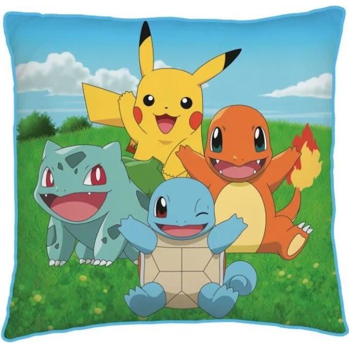 Oreiller Pokémon, Coussin 40*40 cm, Coussin chambre enfant Pokemon