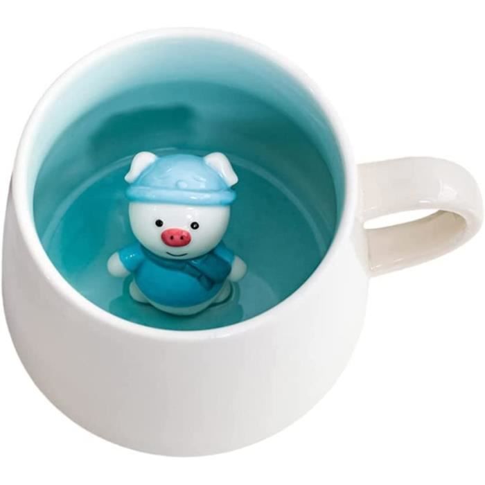 Tasse à Thé En Céramique Avec Figurine De Cochon Soufflant Des Bulles – Capacité 120 Ml, Design Sans Poignée