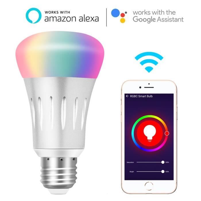 Google Home IFTTT Ampoule Intelligente Ampoule E27 Led T/él/écommande par APP Gratuit Minuterie et Partage 2 Packs Maxcio 9W Ampoule Connect/ée WiFi Couleurs RGB Compatible avec Alexa