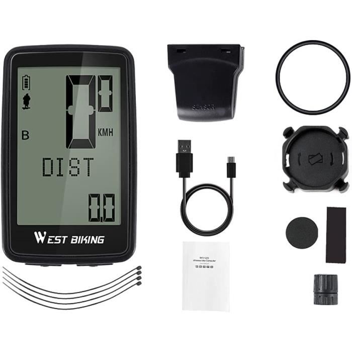 Ordinateur Vélo Sans Fil Bluetooth - Compteur Vitesse LCD Étanche Avec Rétroéclairage