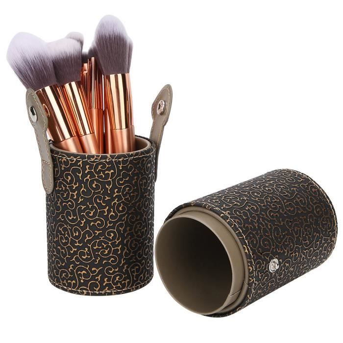 Brosse De Maquillage Professionnelle Kabuki - Plat, Manche En Bois, Synthétique, Or, 10,2 Cm