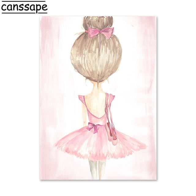 Affiche murale - A - Ballerines roses - Toile de coton - 13x18cm