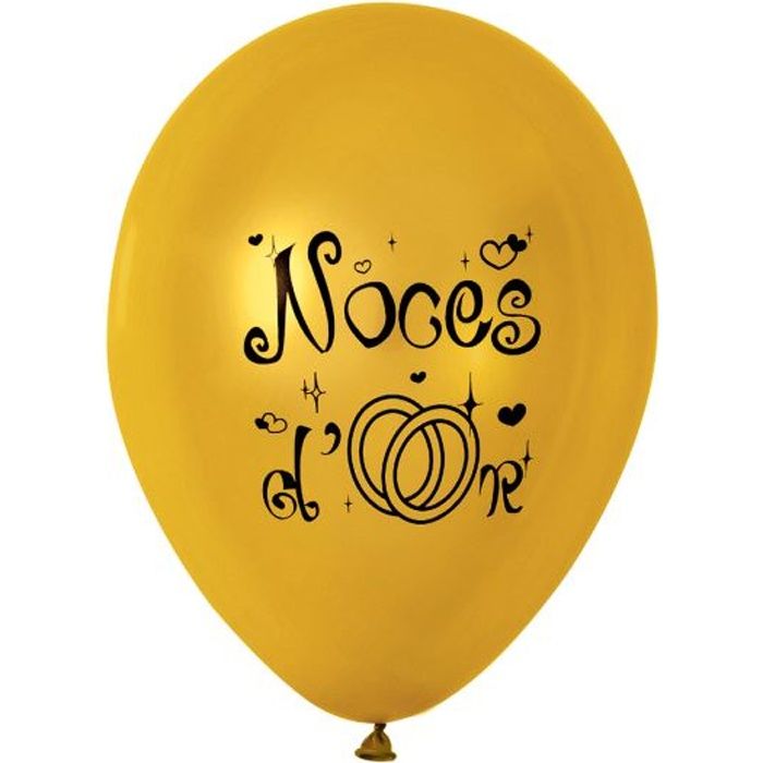 Sachet De 10 Ballons Or ''Noces D'Or''