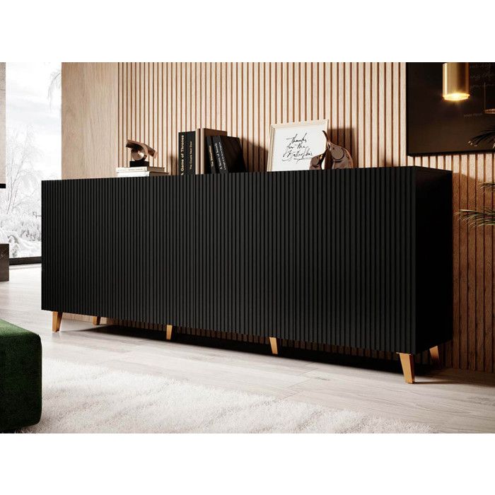 Sanna - buffet bas - 200 cm - style contemporain - Noir Sanna - buffet bas - 200 cm - style contemporain - Noir