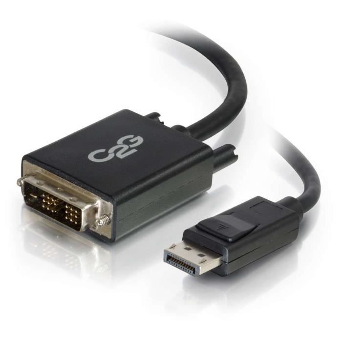 C2G Câble adaptateur DisplayPort mâle vers DVI-D mâle à liaison simple de 2 M - Noir, 2 m, DisplayPort, DVI-D, Mâle-Mâle