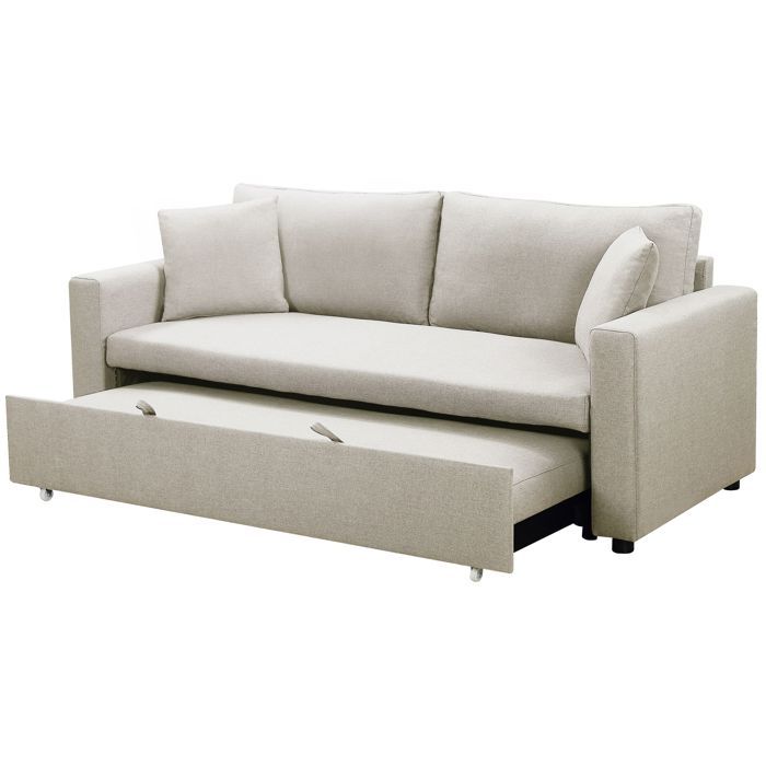 MENZZO Canapé 3 places Convertible Saphir Tissu Beige -L190 x P83 x H90 cmSurface de couchage : 120 x 162 cm MENZZO Canapé 3 places Convertible Saphir Tissu Beige -L190 x P83 x H90 cmSurface de couchage : 120 x 162 cm