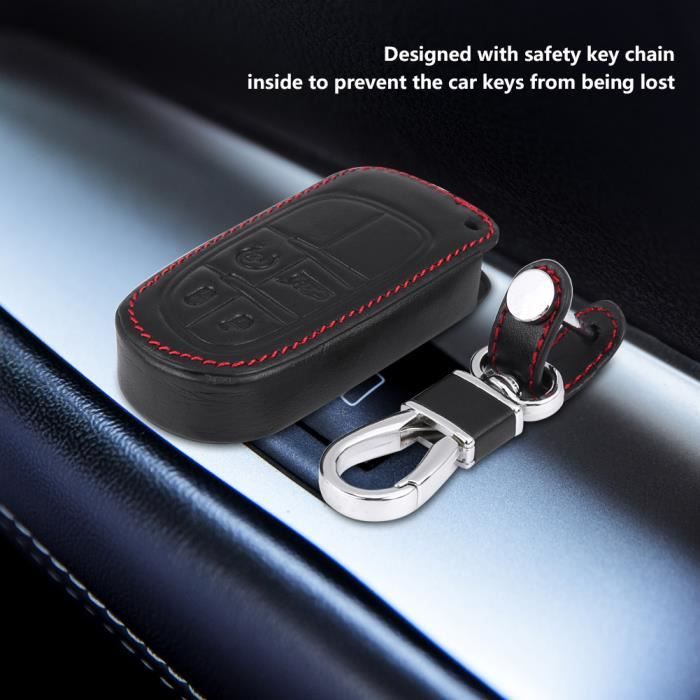 Pochette Clef Voiture Étui Clés Cuir Véritable Double Fermeture - Porte-Clés Voiture Multifonction Accessoire Cuir Quotidien