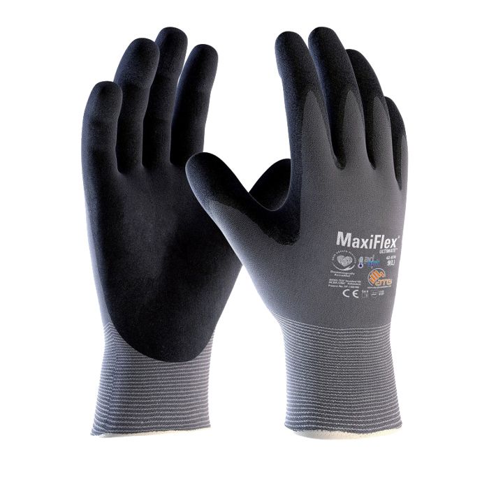 Gants de travail tricoté MAXIFLEX® ULTIMATE™ enduit mousse de nitrile gris foncé/bleu marine T8 - ATG - MXFLULT874AD-08