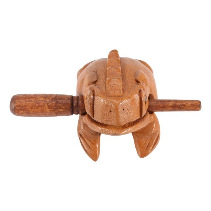 Guiro Grenouille En Bois Thaïlandais Avec Mailloche - Instrument De Percussion Décoratif