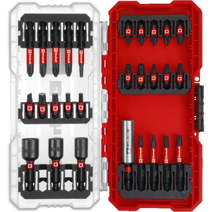Einhell Set CASE Coffret de 28 embouts résistants aux chocs embouts de 25 mm embouts de 50 mm porte embouts de 60 mm - vue 2