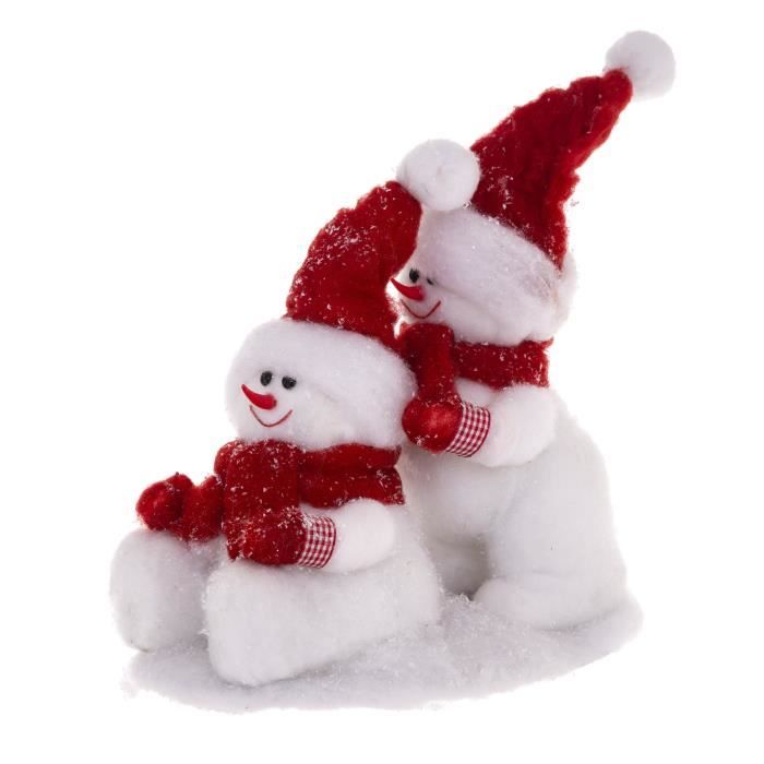 FEERIC CHRISTMAS Décoration Lumineuse Bonhomme de Neige Lumineux néon Rouge et Blanc H 50 cm
