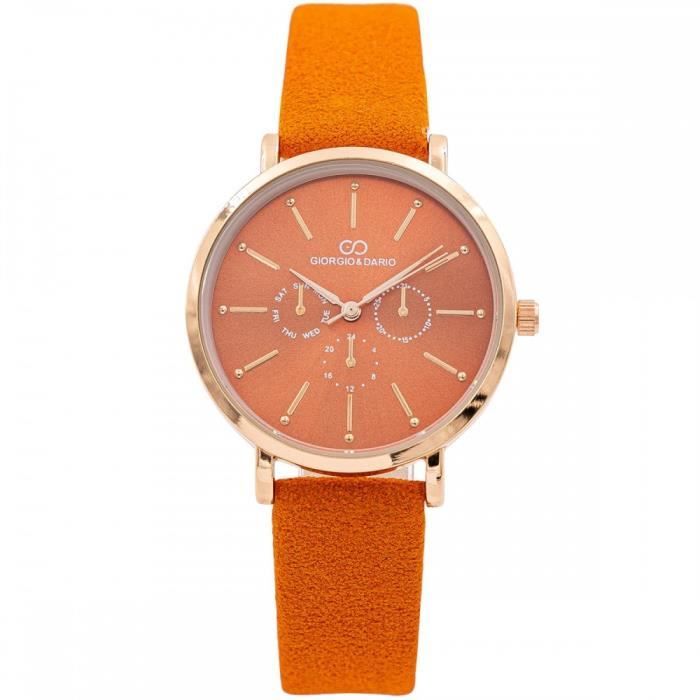 Montre Femme Swatch Berlino - Bracelet Cuir Orange, à Changer La Pile